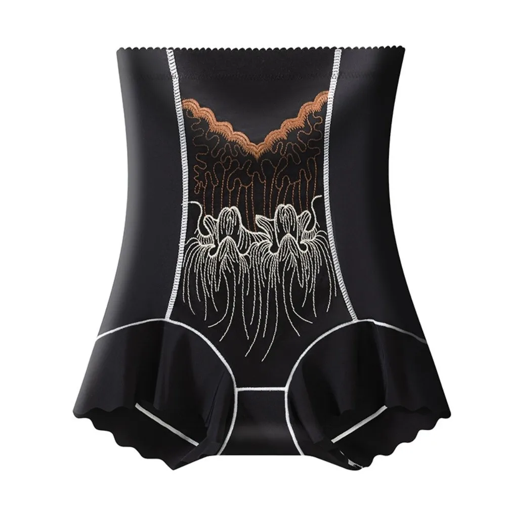 

High Waist Postpartum Body Shaper Embroidery Flower Shapewear Seamless Underpants Belly Contracting Floral Panties