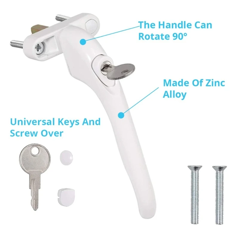 New 2Pcs Child Safety Window Lock Lockable Window Handles With Key Simple Install