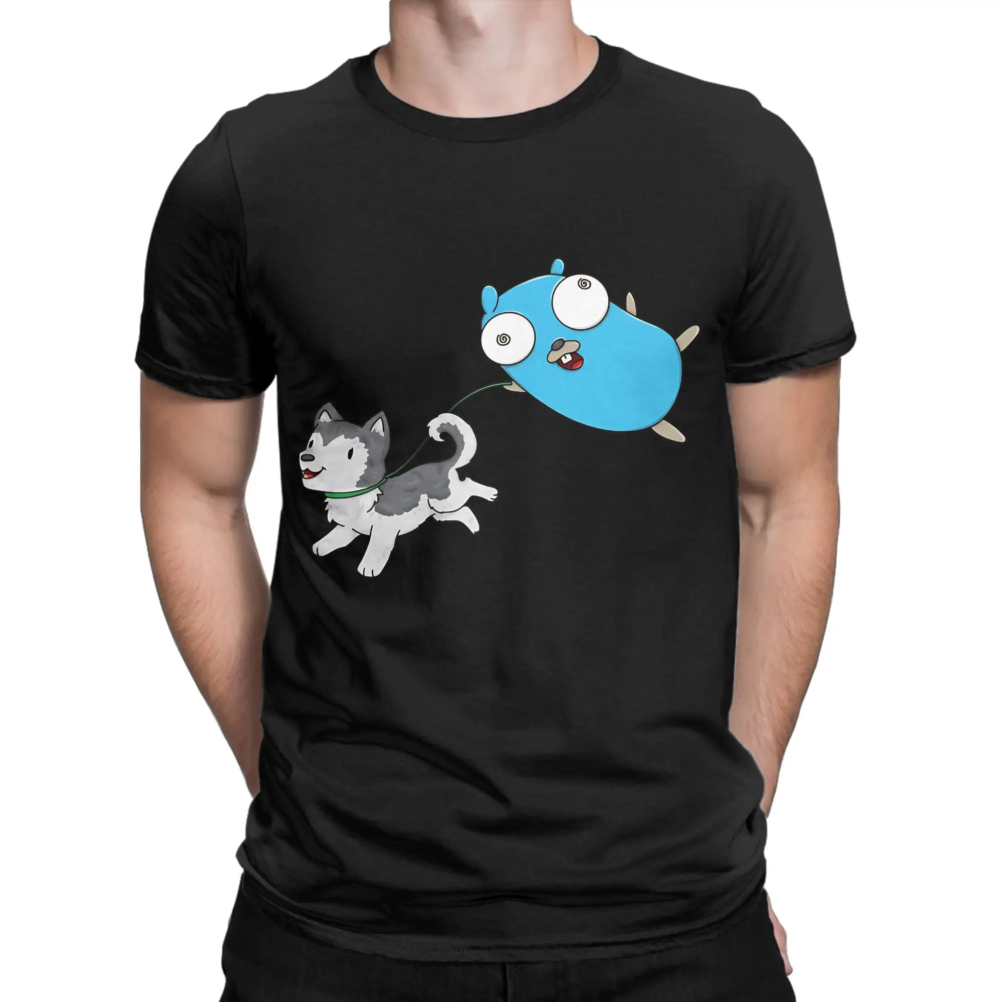 Gopher and Husky Graphic 100% Cotton T-Shirt gopher Tops Tees For Men
