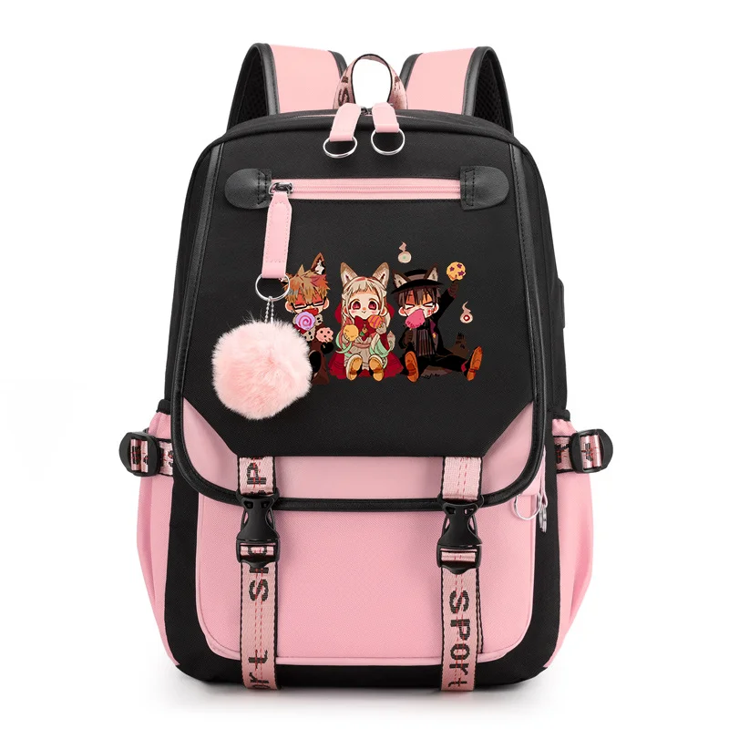 Zaino modello Anime Harajuku Zaino da strada moda casual per adolescenti Zaino con cerniera USB di grande capacità Zaini anime