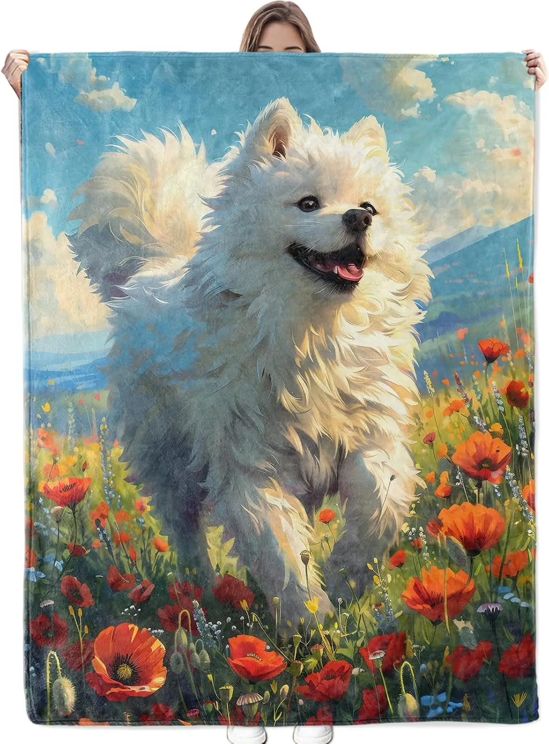 Joyful Samoyed Blanket - Ultra Soft, Cozy, Lightweight, Warm & Fuzzy Flannel Throw Blankets, Perfect for Couch, Bed,