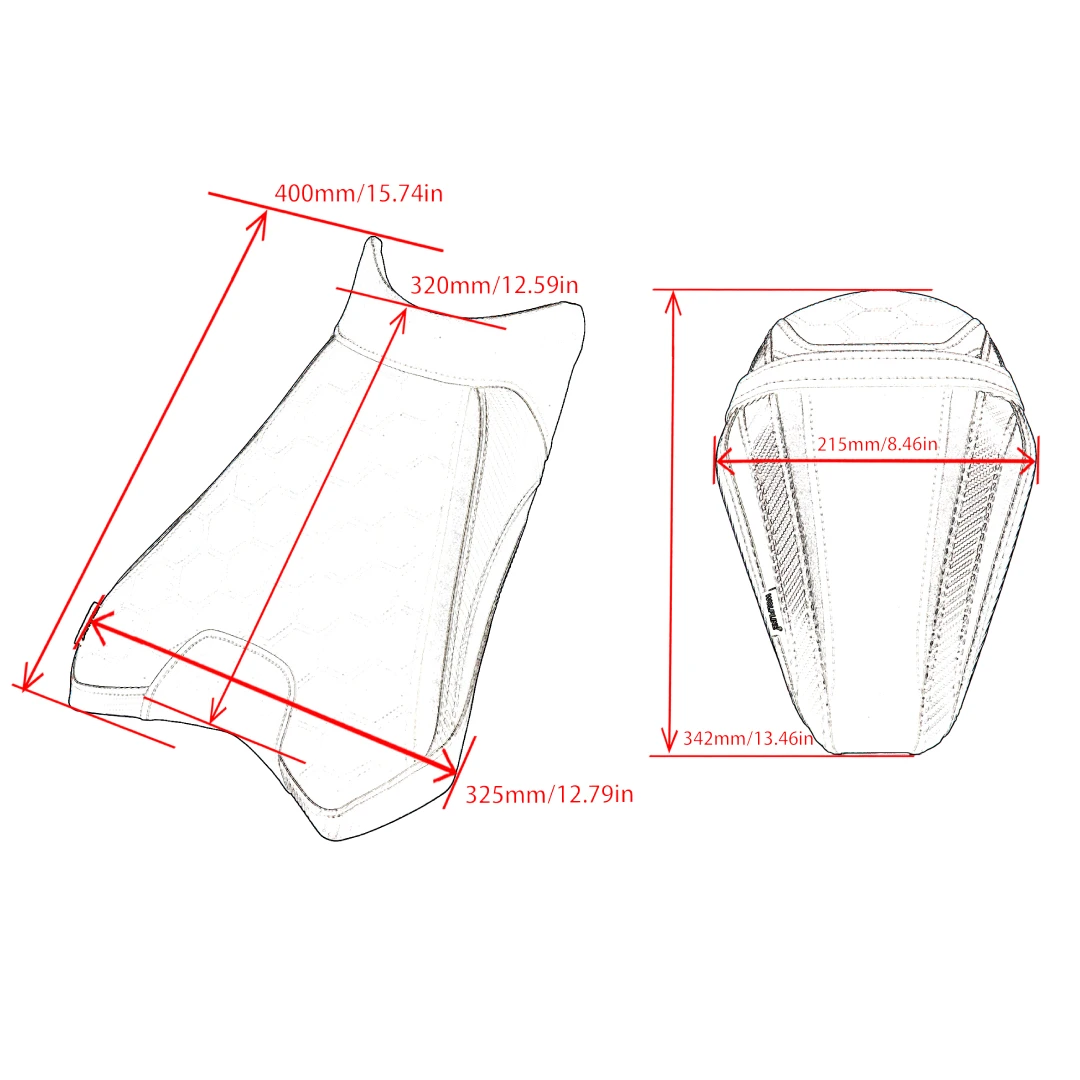 WOLFLINE Driver Passenger Seat Cushion for Kawasaki ZX-6R 2019-2026 2-up Front & Rear Seat Set Comfort Upgrade for Riding