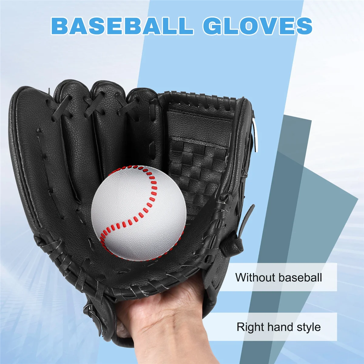 Outdoor Sports 2 Colors Baseball Glove Softball Practice Equipment Right Hand for Adult Man Woman Train,Black 10.5 Inch