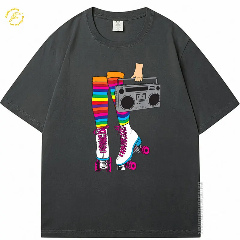 

Retro Rollerskates Funny 80'S Roller Disco Skating Men Gift Oversized T-Shirt Japanese Vintage Clothing Custom Shirt 신상티셔츠