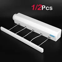 1/2Pc Clothes Drying Rack Wall-Mounted Retractable Clothesline Space Saving Invisible Drying Hanger for Indoor Outdoor Balconies