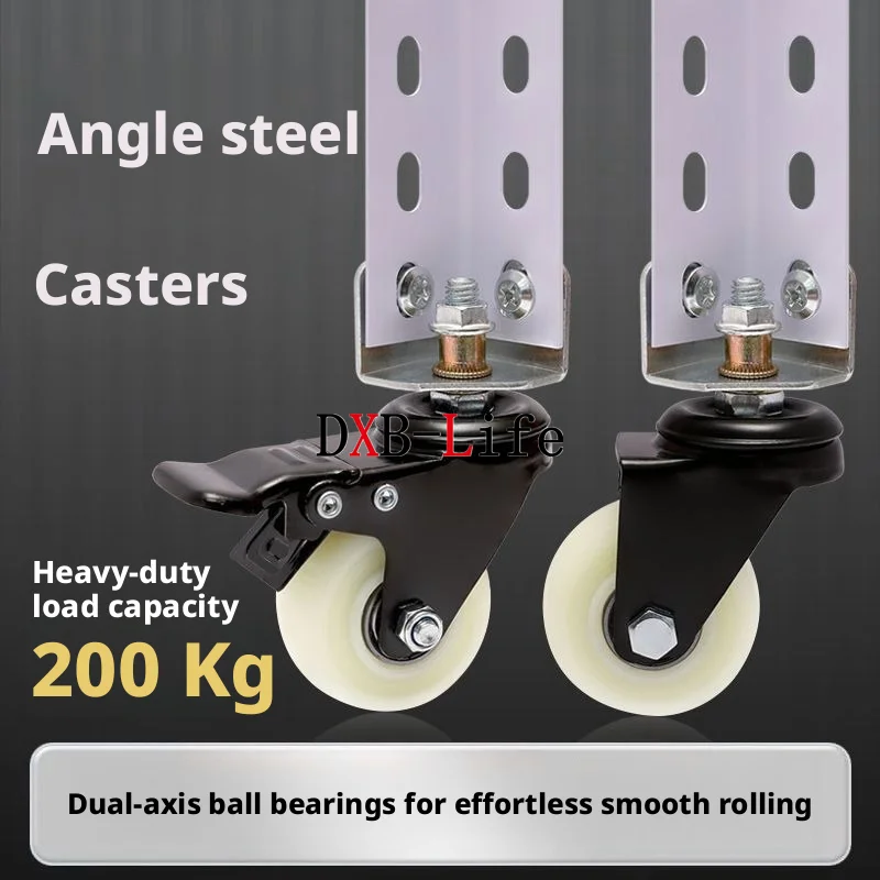 4 Pcs 1.5 ''/2'' Angle Steel Wheel Height Load-bearing Universal Silent Brake Installation Flower Rack Single-layer