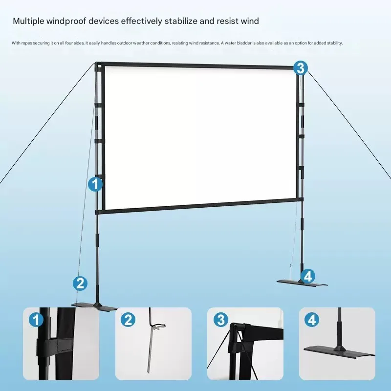 202684 100 120inch Projector Screen With Stand Anti-light Foldable Iron Plate Double Bracket Projection Screen for Outdoor Theat