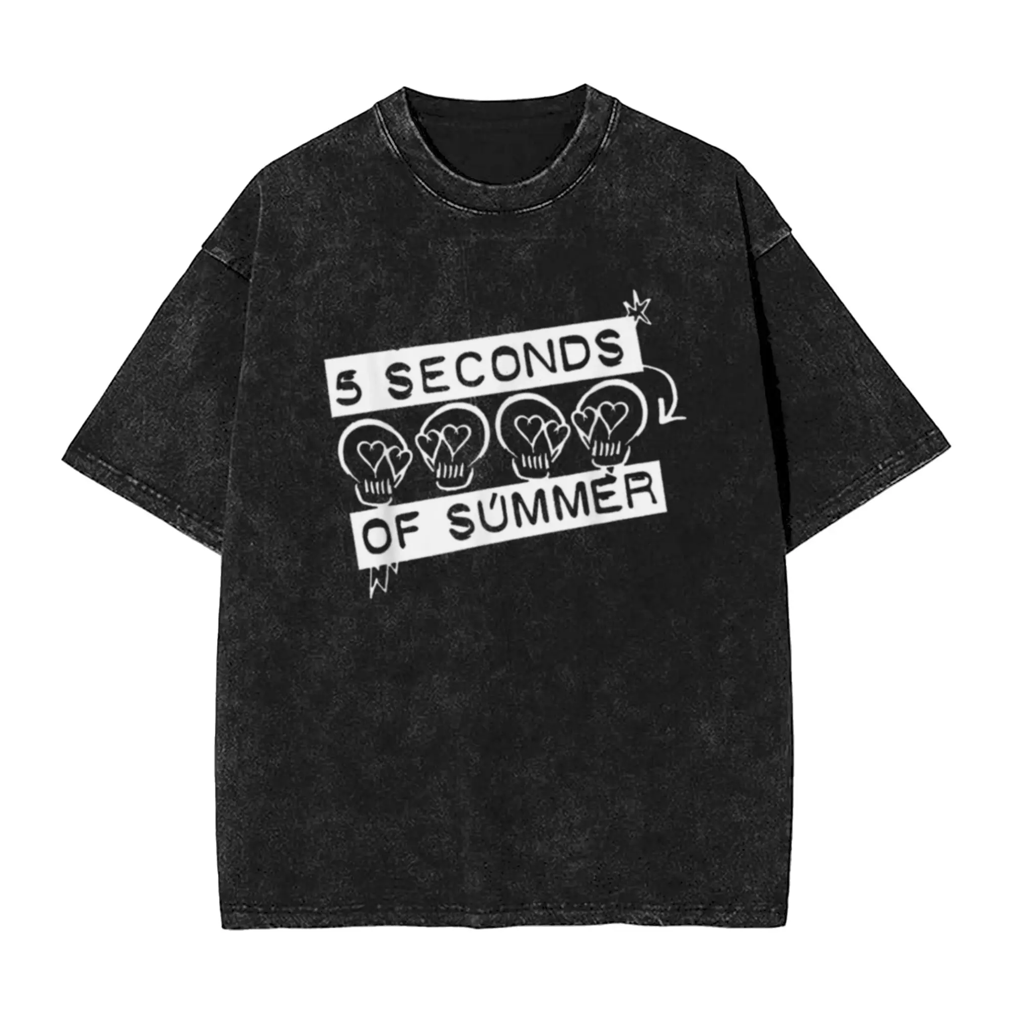 Pop Punk Music Band Skulls With Heart Eyes Grunge Graphic Chic A T-Shirt Oversized Short Sleeve Men's Women's Cotton Tees Tops