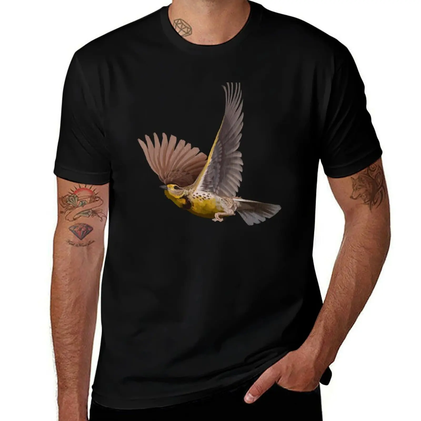 Bird - Meadow Lark T-Shirt Large Size Short Sleeve T-Shirt