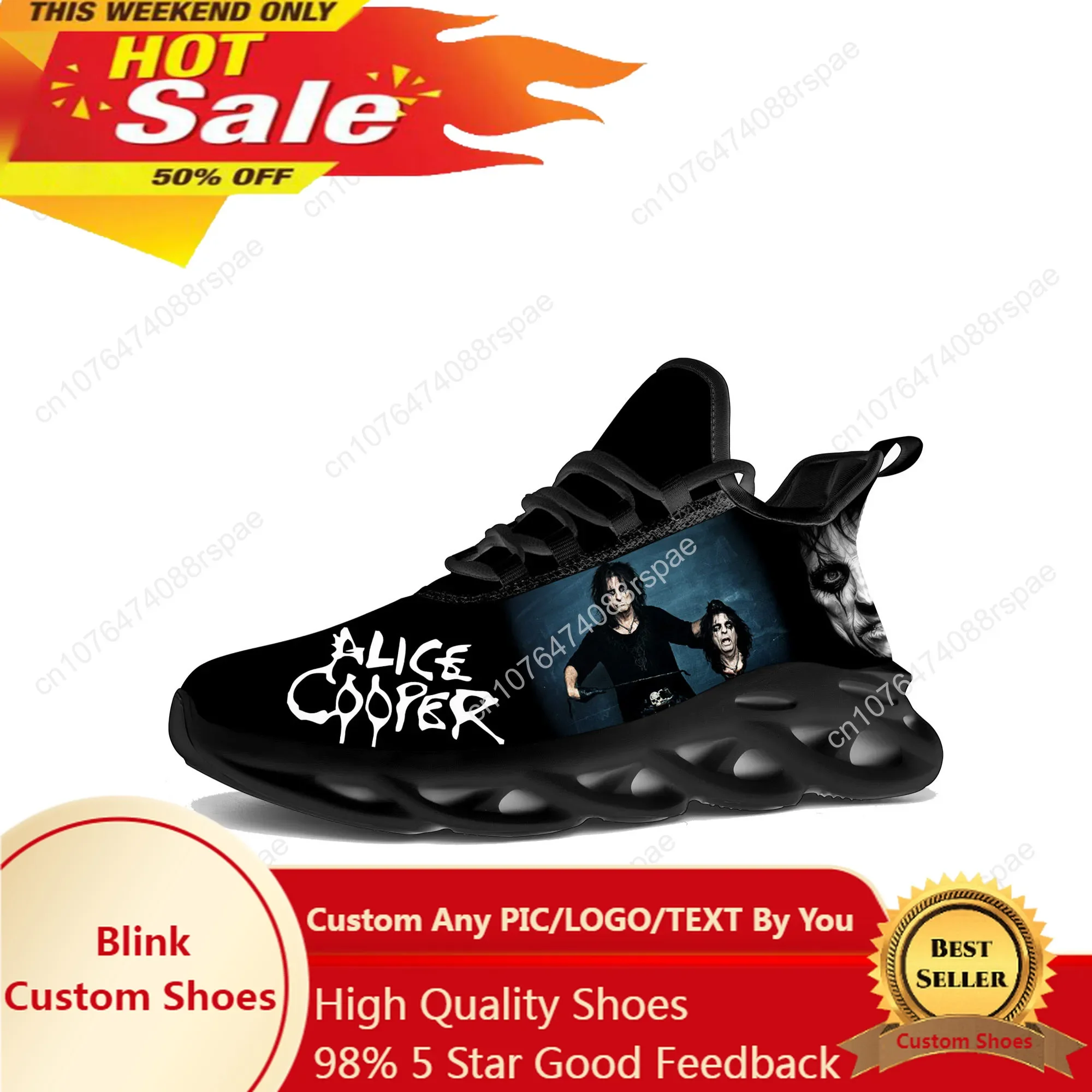 Alice Cooper Flats Sneakers Mens Womens Rock Singer Pop Sports Running Shoe Sneaker Lace Up Mesh Footwear Tailor-made Shoe Black