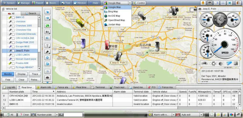 Gps tracker Vehicle Software Supports google Earth