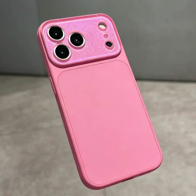 Luxury Aurora Camera Glitter Liquid Silicone Case For iPhone 17 16 15 14 Pro Max Shockproof Shiny Crystal Soft Protective Cover view 5