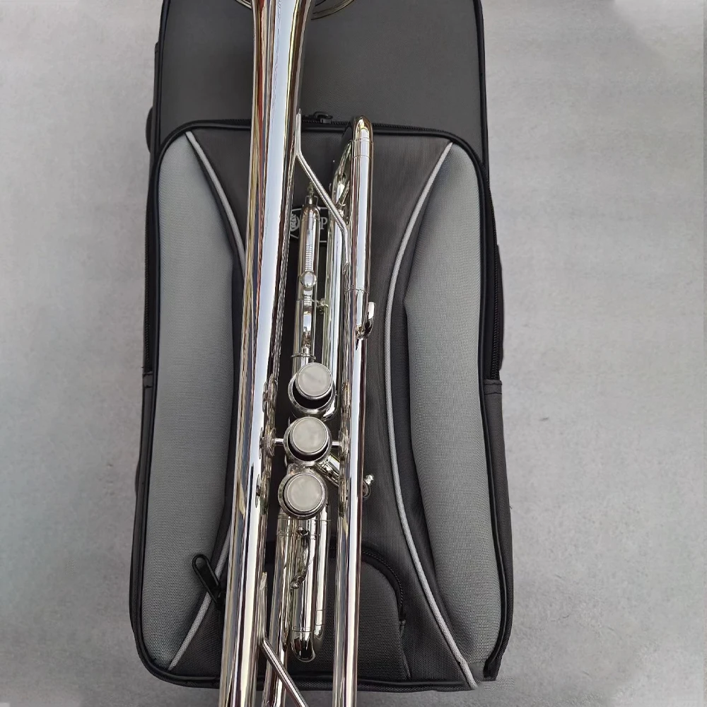 Professional Silver Trumpet 700Q Professional Playing Nickel Plated B-Flat Brass Instrument with Accessories