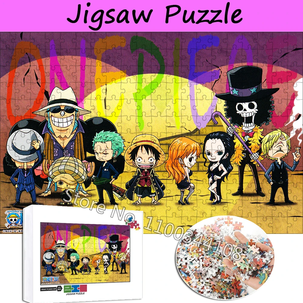 One Piece Puzzle 300/500/1000 Pieces Jigsaw Puzzles Japanese Anime Luffy Zoro Nami Sanji Assembly Picture Intellectual Toys