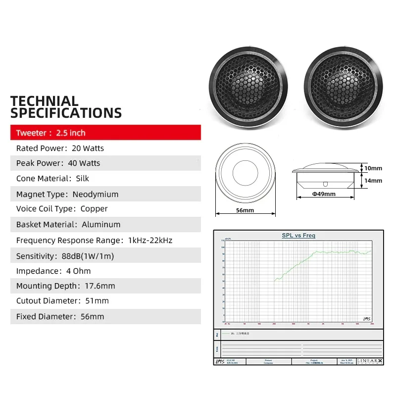 Speakers Car Audio Tweeter Midrange Bass Woofer 3 Way Speaker Component Set for Cars Aluminum 12V Universal view 3