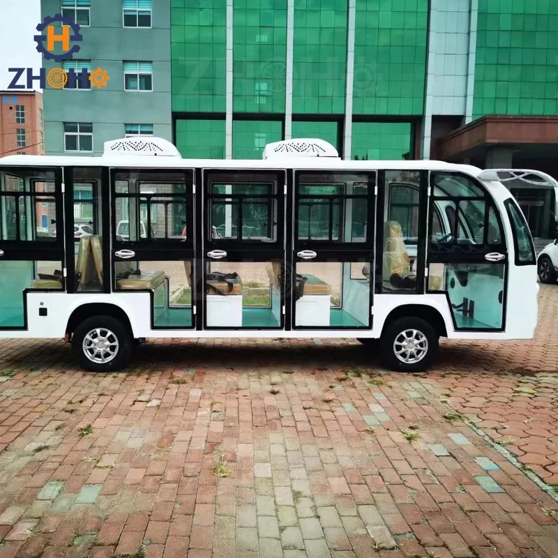 Environmentally friendly 11-seat electric sightseeing car Q235B steel structure custom color for scenic shuttle bus