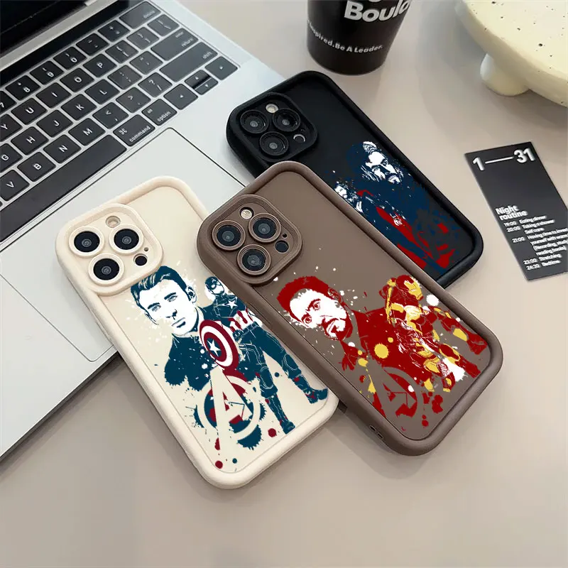 

Marvel Avengers Hero Captain America Silicone Case For Apple iPhone 17E 15 16 14 13 12 11 17 Pro Max Air 16 Plus 16E Phone Cover