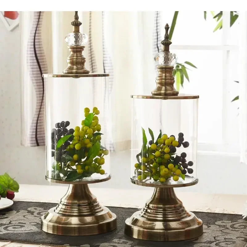 

European Retro Glass Storage Jar Snack Candy Pots Tea Canister Floral Vases Flower Arrangement Jars Vintage Home Decor#