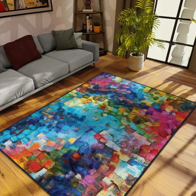 

Abstract Art Style Decorate Living Room Carpet Creative Printed Bedroom Plush Floor Mat Coffee Tables Fluffy Rug Ковер Tapis 러그