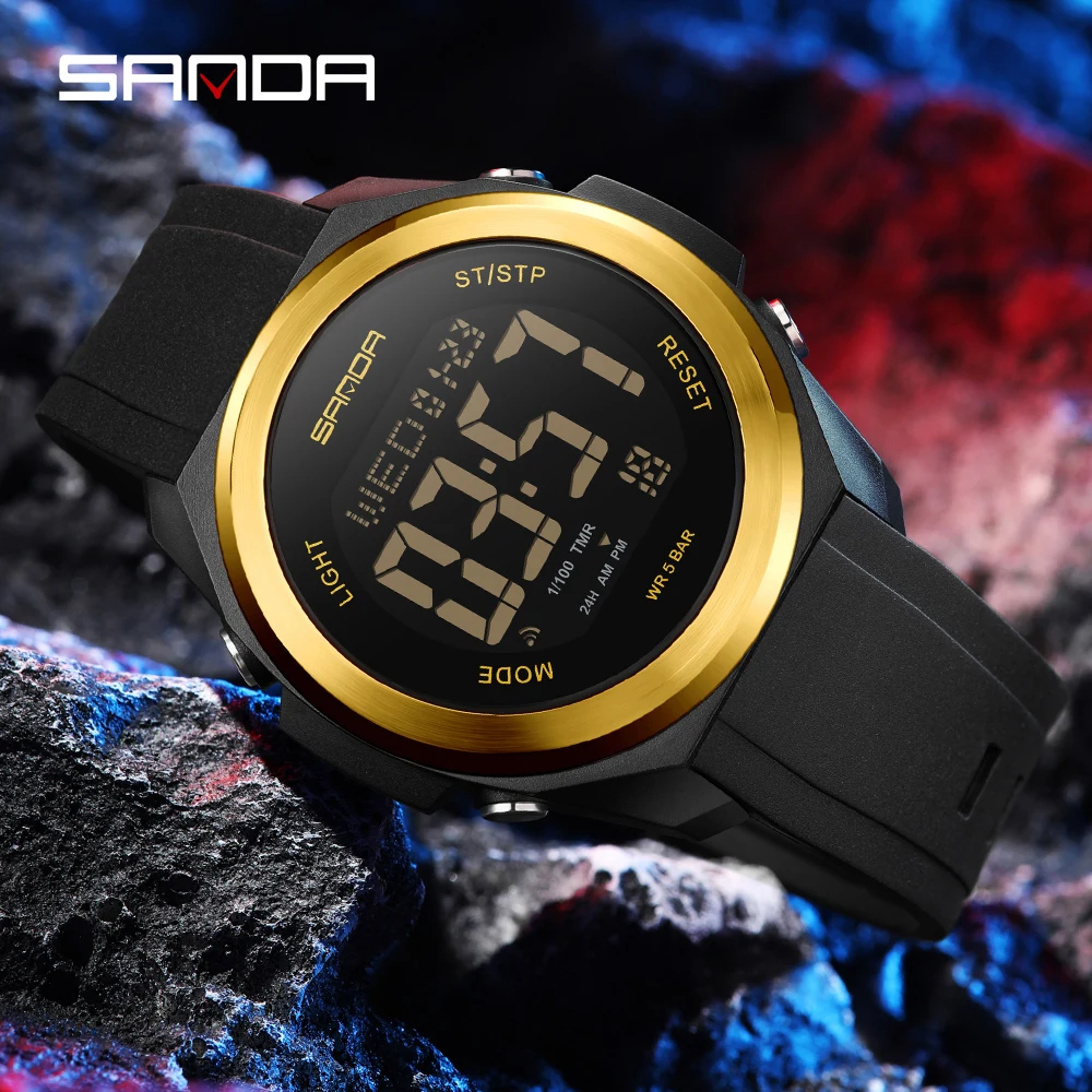 SANDA Watches for Man 2199 New Sports Chronograph Luminous Alarm Clock Silicone Strap Waterproof Man Watches Reloj Hombre