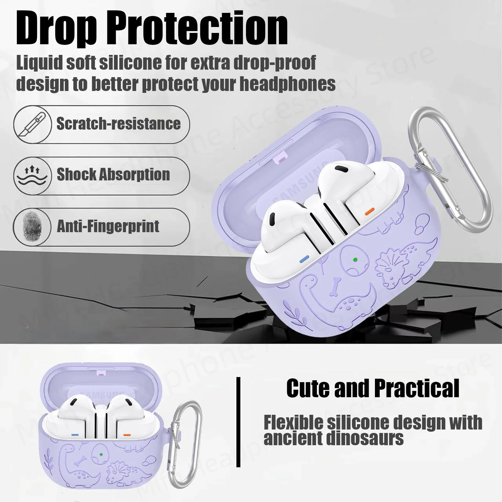 animal case for 2024 new samsung galaxy buds 3/buds3 pro/buds 3 buzz3 pro with keychain Anti loss protective headphone cover