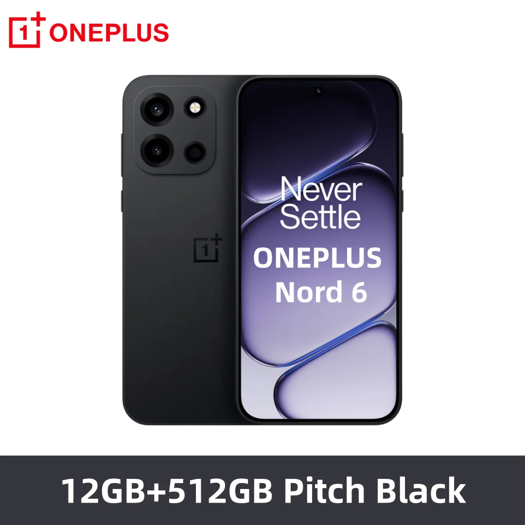 Smartphone OnePlus Nord 6 5G Version EU, Snapdragon 8s Gen 4, 165Hz 165FPS, écran AMOLED 6,78 pouces, 7500mAh, charge SUPERVOOC 80W, appareil photo principal SONY 50MP avec OIS 'double axe'