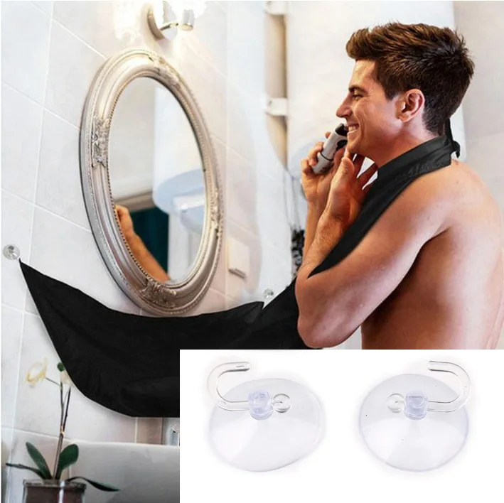 1pc Waterproof Shaving Apron Beard Collector Hair Catcher Men Beard Trimming Cape with Suction Cups Bathroom Hairdressing Tools