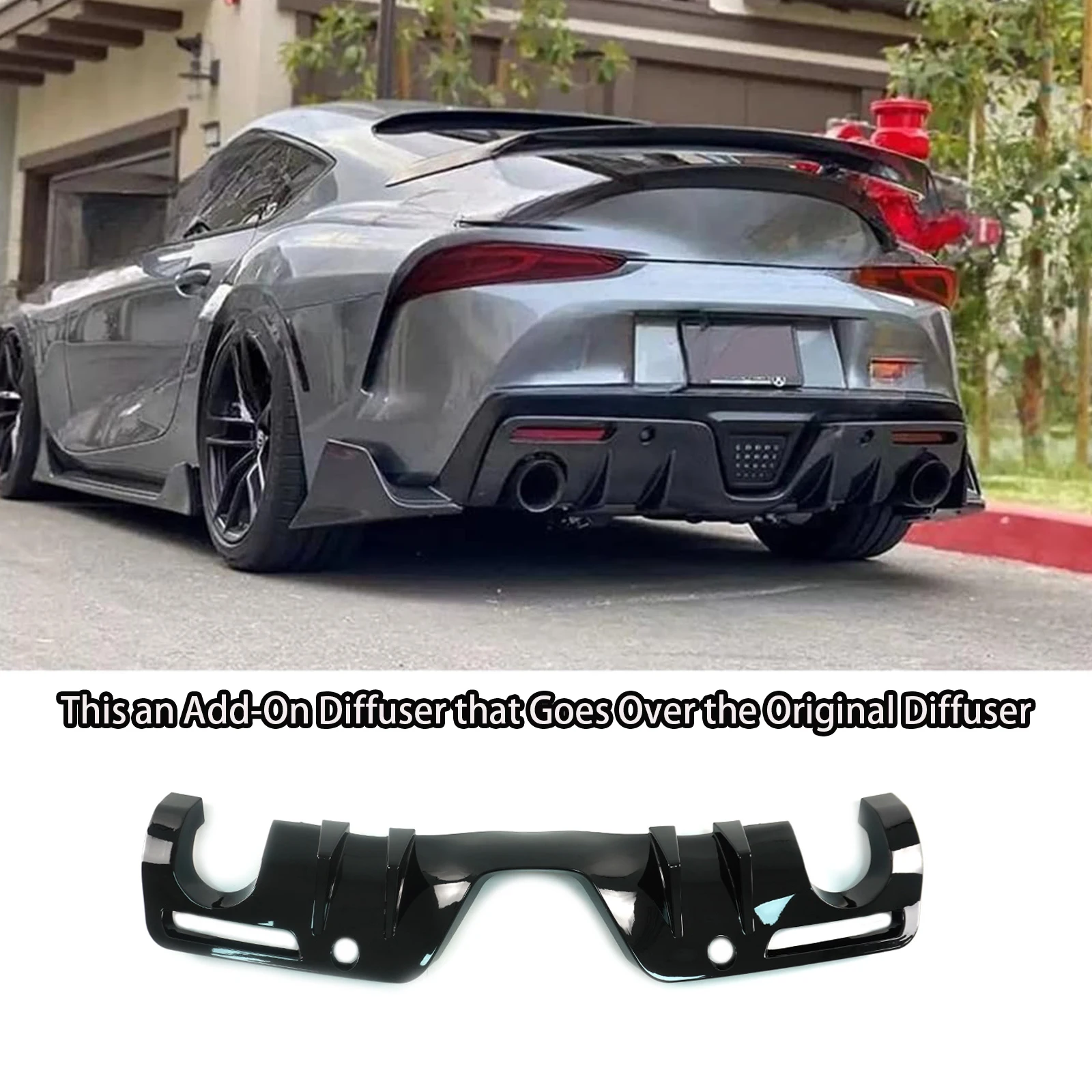 Rear Bumper Add-On Diffuser For Toyota Supra 2020 2021-2024 A90 A91 MK5 AG Style Spoiler Body Kit Glossy Black Car Accessories