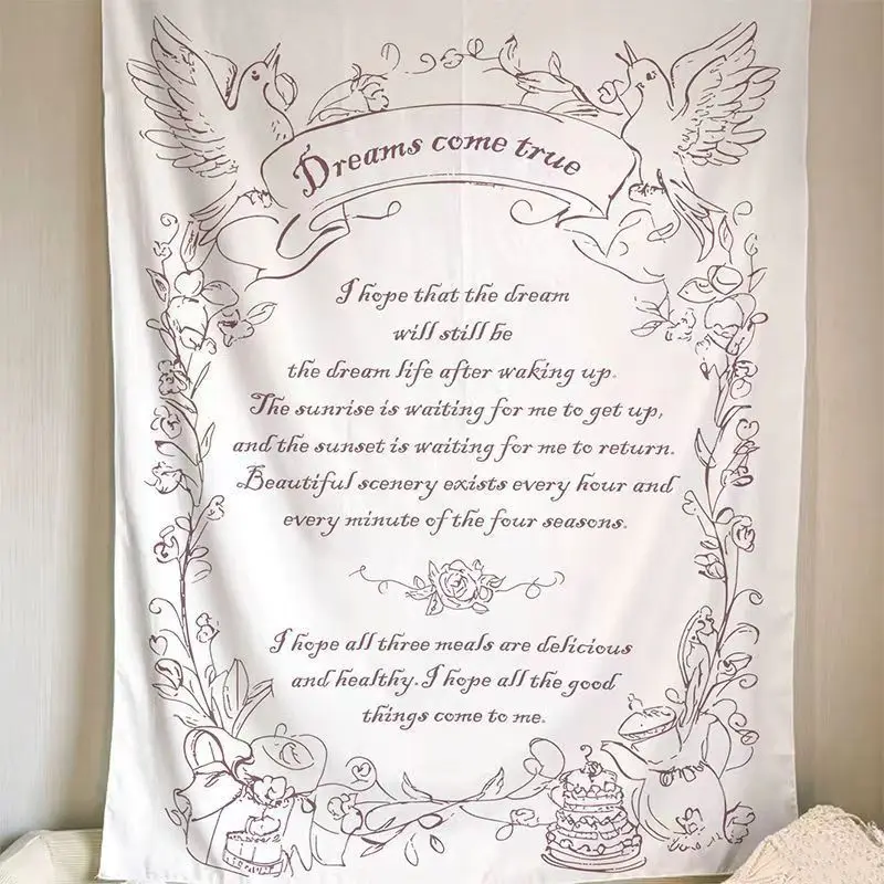 Paño colgante pequeño y fresco de estilo coreano, pintado a mano, simple, desejando, piscina, jardín, fondo, tela, alquiler, casa, dormitorio, colgante de pared