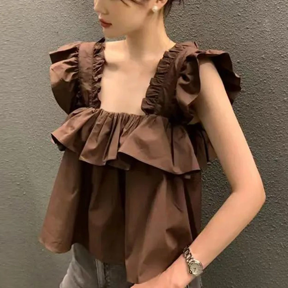 

Loose Camisole Elegant Splicing Casual Style Regular Length Short Sleeve Spring Summer Autumn Casual Splicing Summer Shirt