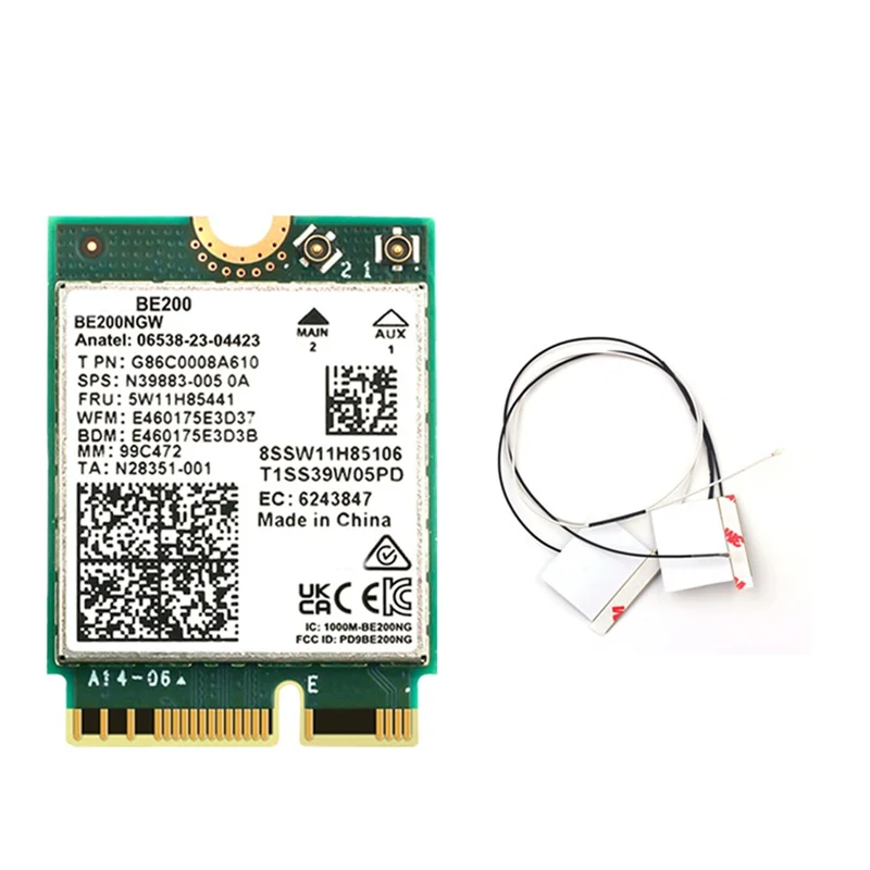 

Превосходная карта Wi-Fi BE200 + встроенная антенна 2,4G/5Ghz 6Ghz Bluetooth 5,4 беспроводной сетевой адаптер 8774 Мбит/с для Win10/11