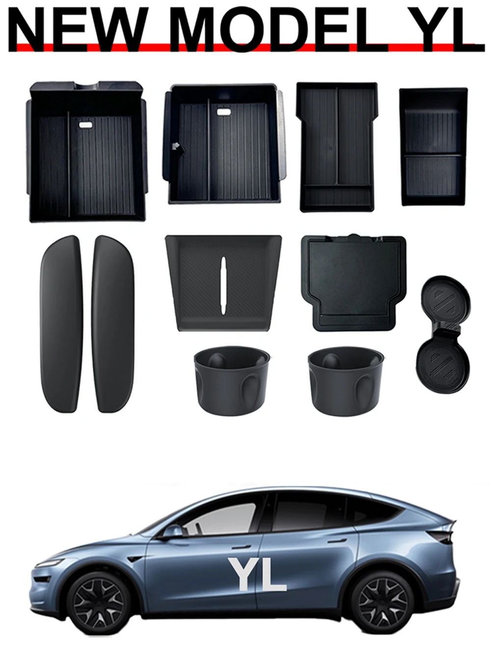 Versteckte magnetische Aufbewahrungsbox für die Armlehne für Tesla Model Y L YL 2026 mit langem Radstand, 6-Sitzer-Konsolen-Organizer-Ablage, Silikonmatte – Detail 2