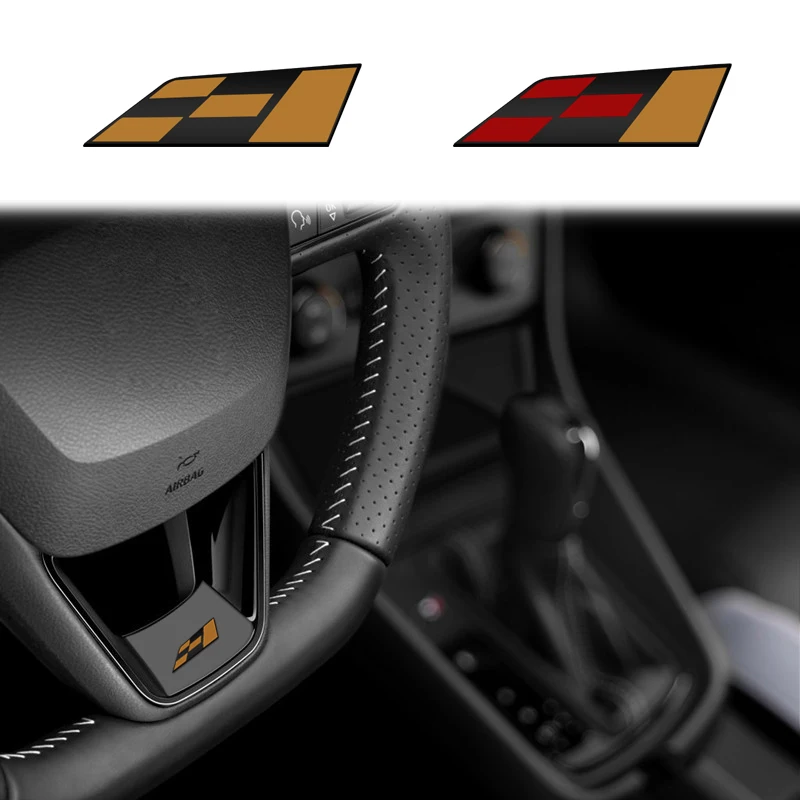 Car styling Race Flag Badge Car Steering Wheel Emblem Sticker For SEAT CUPRA 300 Leon 5f Ibiza 6j ATECA Arona Exeo R Tarraco