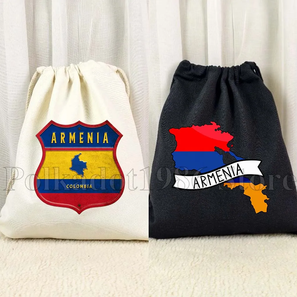 Escudo de armas de Columbia de Armenia, mapa del país, bandera, regalos, bolsa con cordón, deportes, Yoga, fútbol, mochila, gimnasio, regalos, bolsa de cuerda