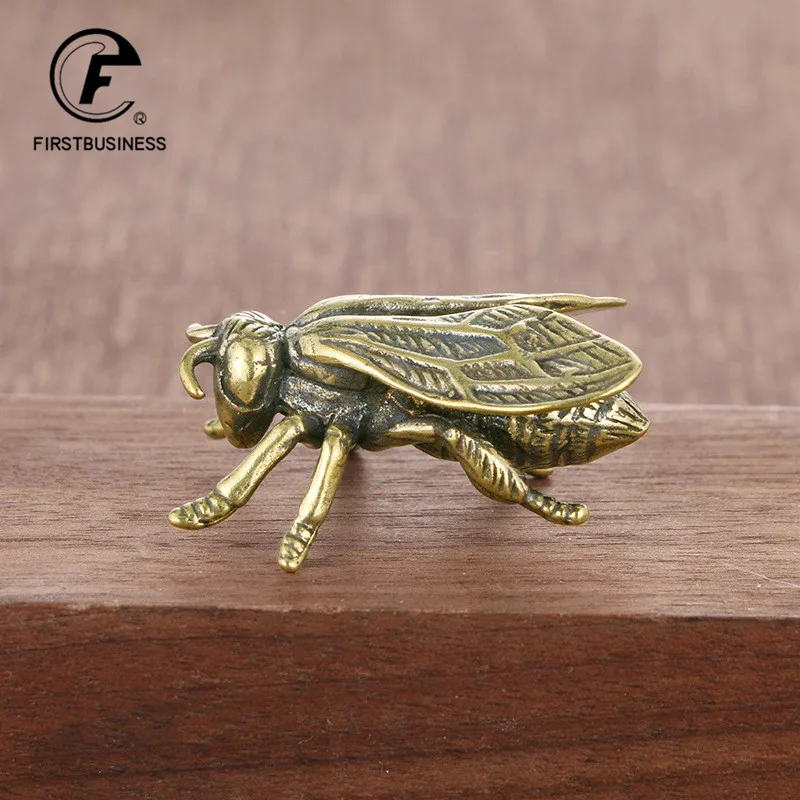 Solid Brass Insect Honey Bee Figurines Miniatures Tea Pet Funny Beetle Crafts Collection Desktop Small Ornaments Home Decoration