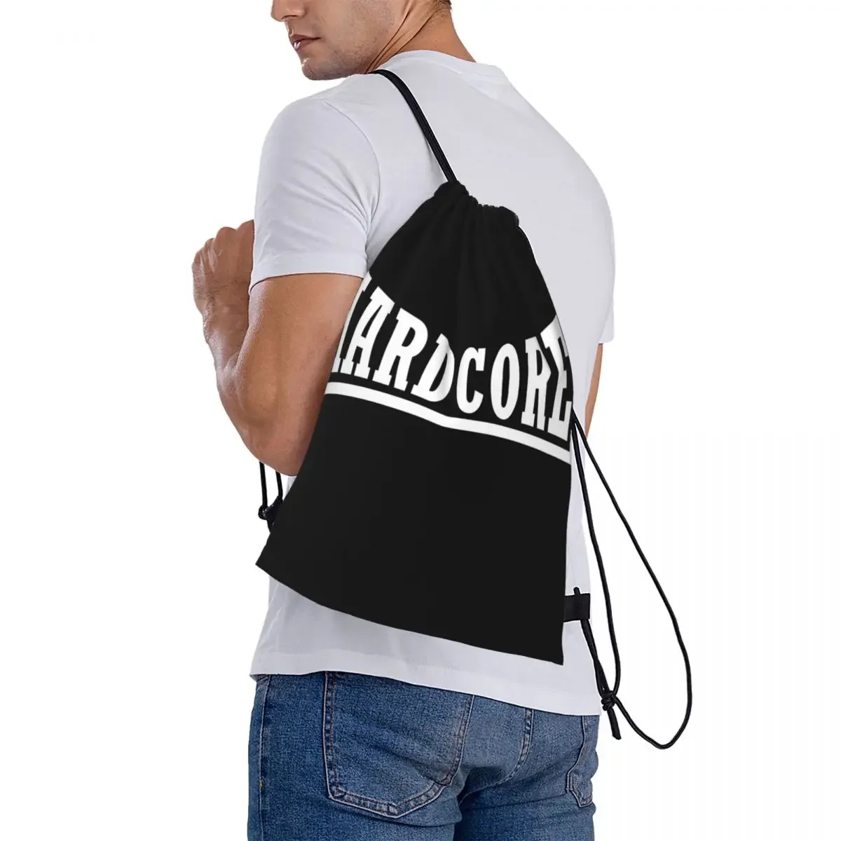 Mochilas Hardcore para hombre y mujer, bolsa deportiva con cordón, portátil, a la moda, para estudiantes