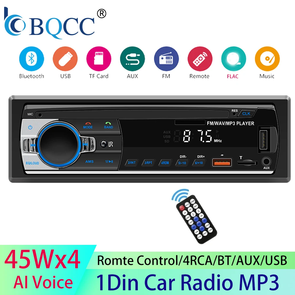 BQCC Car Radio Stereo Player Digital Bluetooth MP3 Player 530  60Wx4 FM Audio Stereo Music USB/SD with Built-in AUX Input