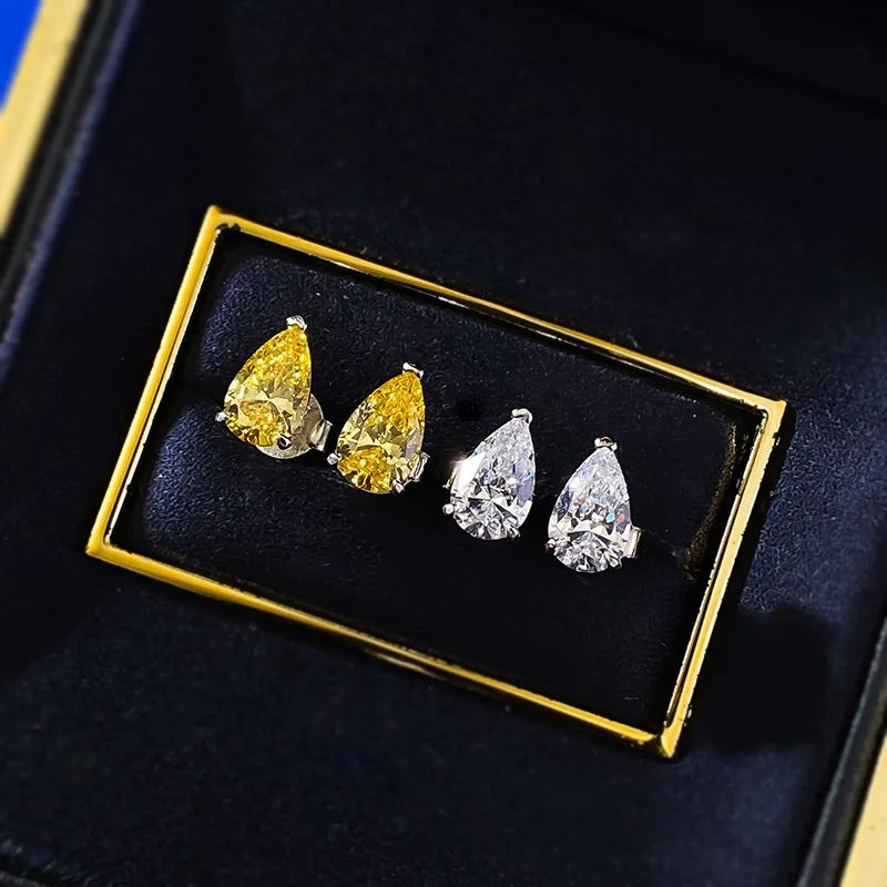OEVAS 5x8mm Pear Cut High Carbon Diamond Gemstone Earrings for Women 100% 925 Sterling Silver Fine Jewelry Wholesale view 5