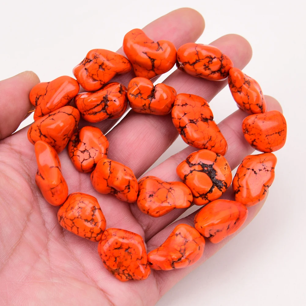 

APDGG 2 Strands Freedom Orange Turquoise Nugget Loose Beads Jewelry Making DIY