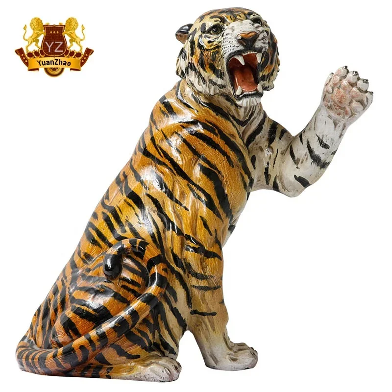 For Sale Life - Size Rest Tiger Resin Sitting Pose Statue Bengal Tiger Fiberglass Mascot Ornament with Stunning Look