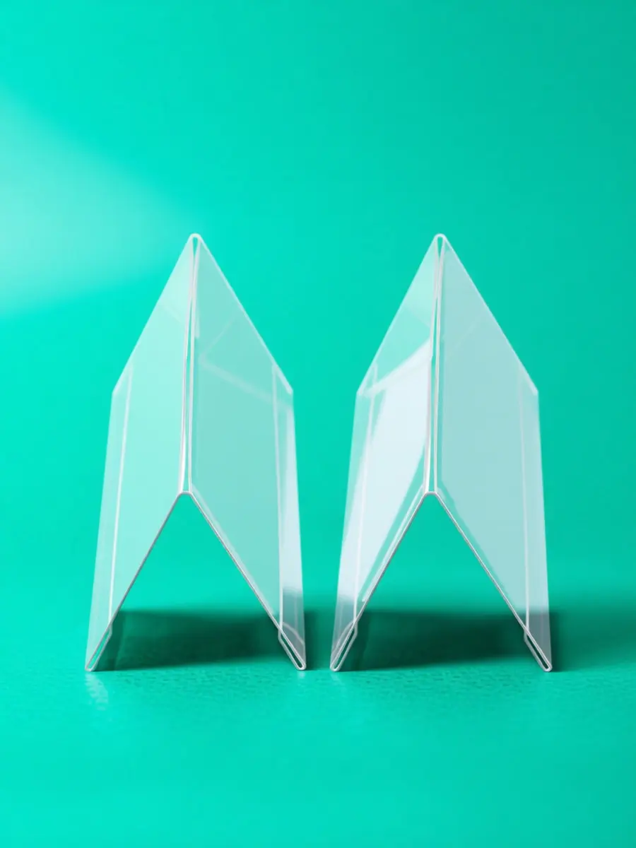 10Pcs V Shaped Clear Acrylic Name Tag Holders Double Sided Desk Sign Frame 150x80mm Office Conference Table Display Stand view 6