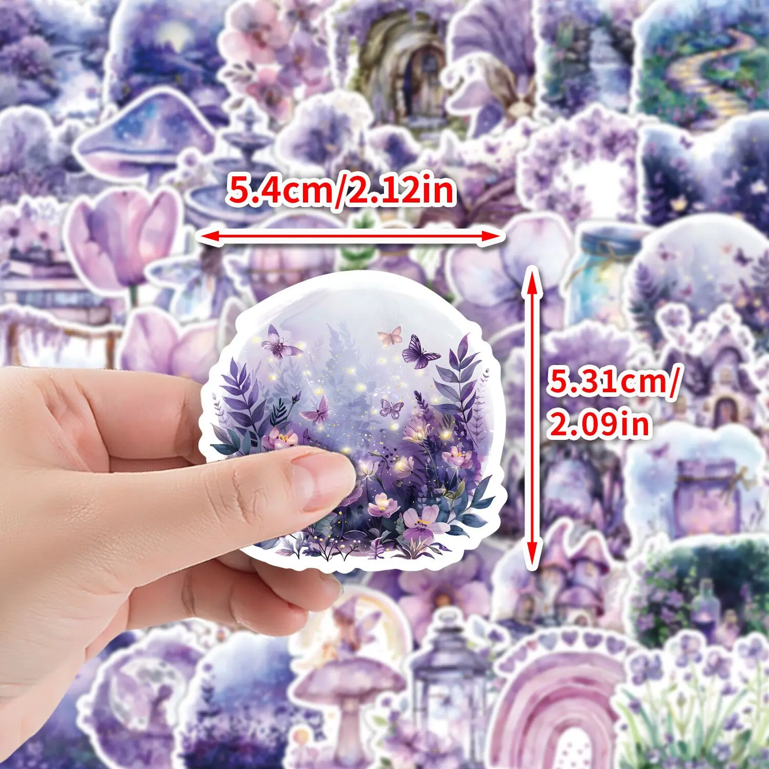 10/50pcs Ins Style Purple Magic Flowers World Cartoon Stickers Aesthetic Cute Decals DIY Laptop Phone Car Decoration Sticker