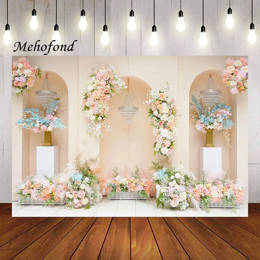 

Mehofond Photography Background Pink Flower Wedding Bridal Shower Ceremony Women Girl Birthday Party Decor Photo Backdrop Studio