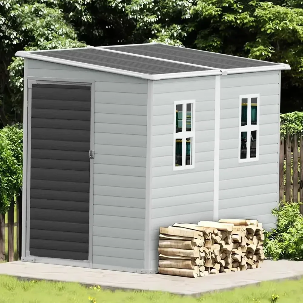 Grey Outdoor Storage Shed with Floor, Weather-resistant for Backyard, Patio, Poolside, and Bike Storage