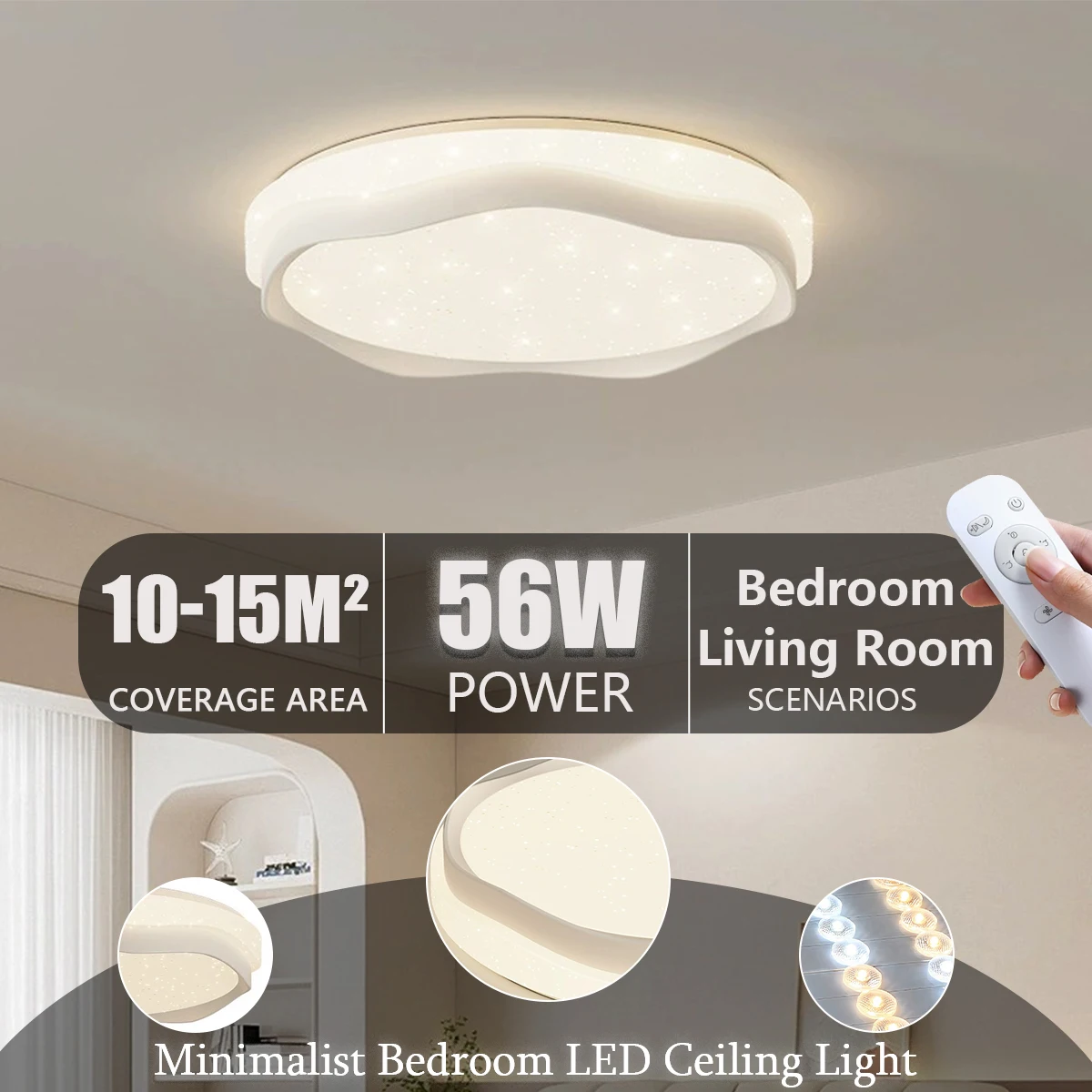 

2026 New Full Spectrum Eye-Care Creamy Style Starry LED Ceiling Light Minimalist for Study Bedroom Living Room