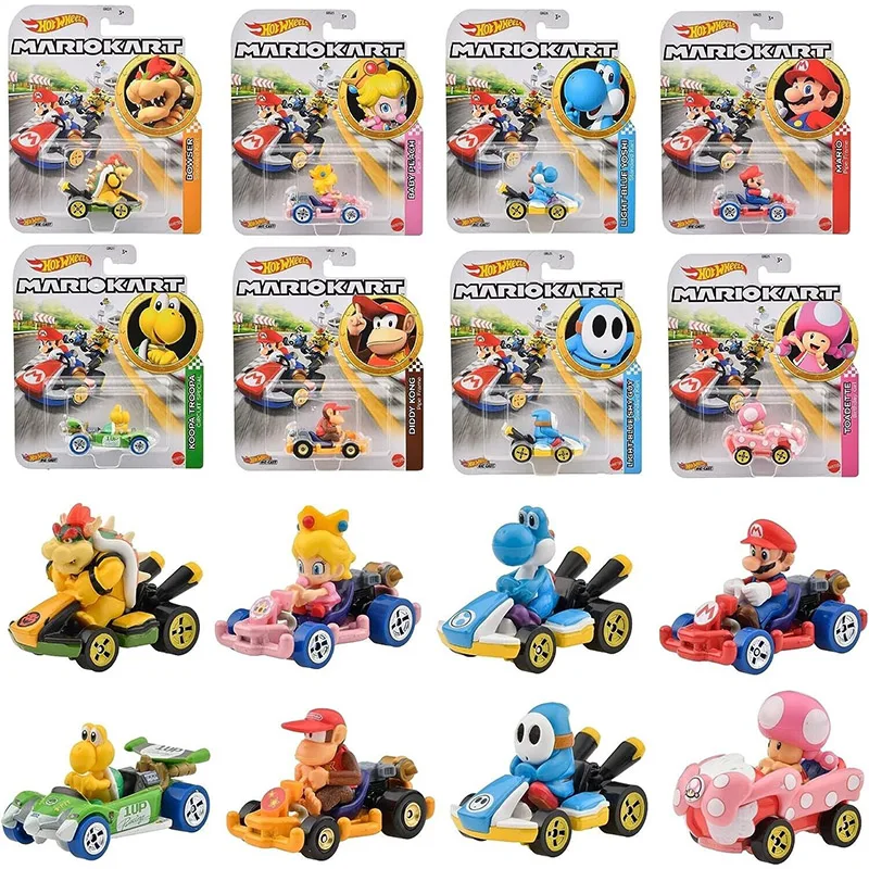 Hot Wheels New Little HotSports Car Super Mario Bros Vehicle 4-Pack 1:64 Alloy Model Toys for Kids Gift GLN53 GBG25