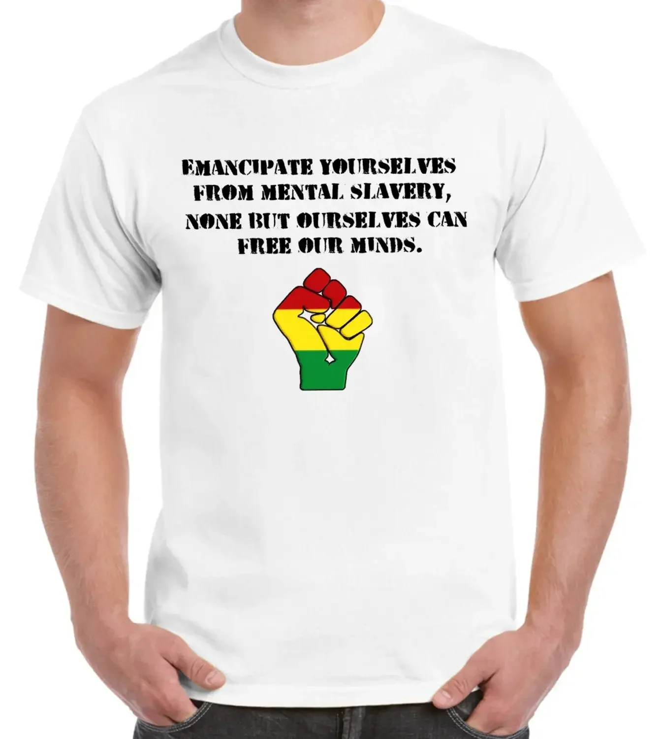 Emancipate Yourselves From Mental Slavery Mens T Shirt Reggae Rasta Rastafari