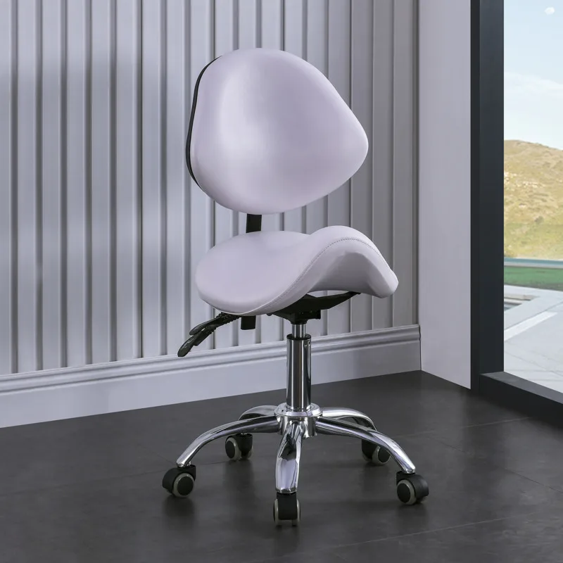 Dental Practitioner Saddle Chair Rotating Beauty Salon Chair Home Pulley Makeup Chair with Backrest Waist Barber Chair