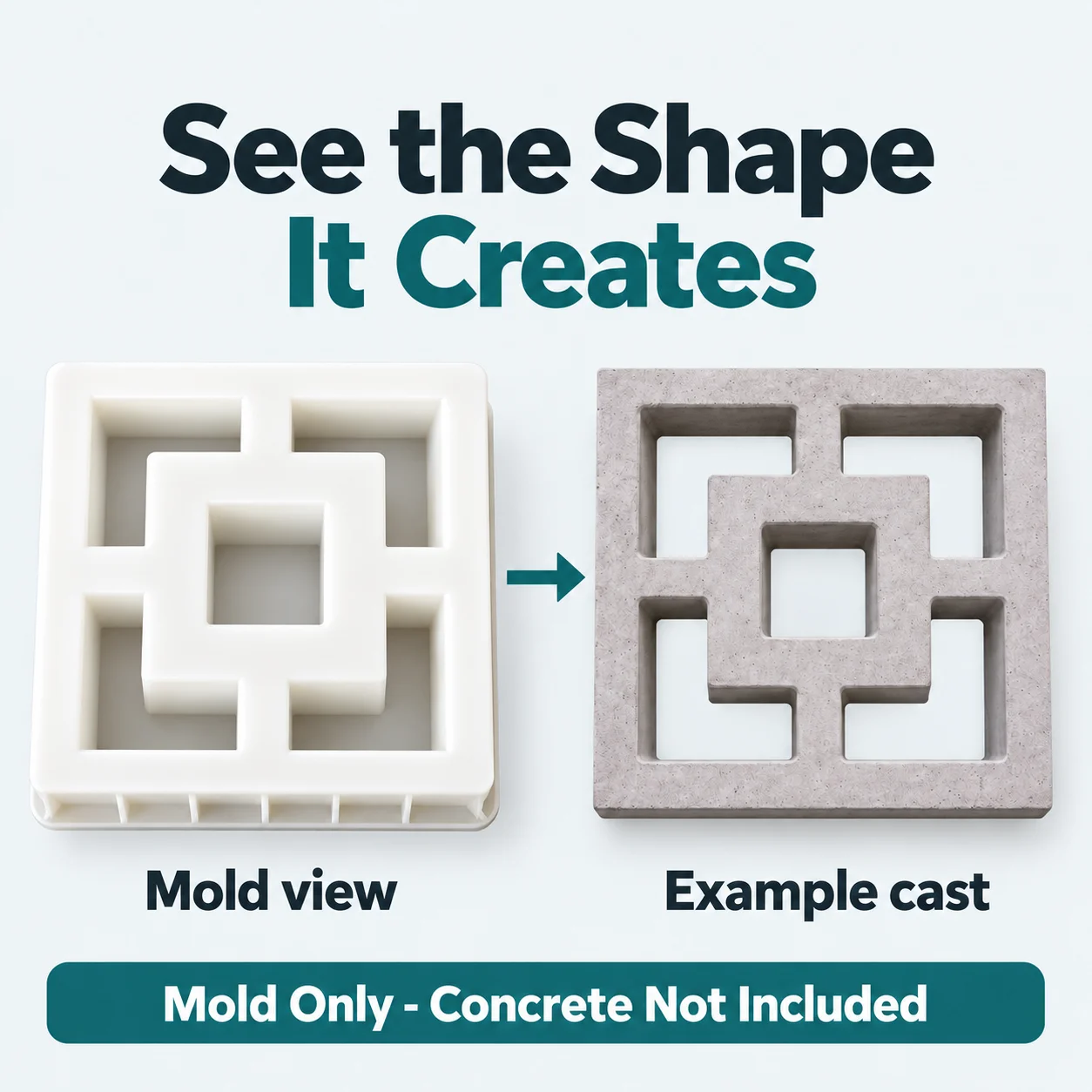 Concrete Molds Geometric Breeze Block 32x32x10cm, Reusable Plastic Cinder Block Mold for Garden Wall Screen Patio Decor DIY Home
