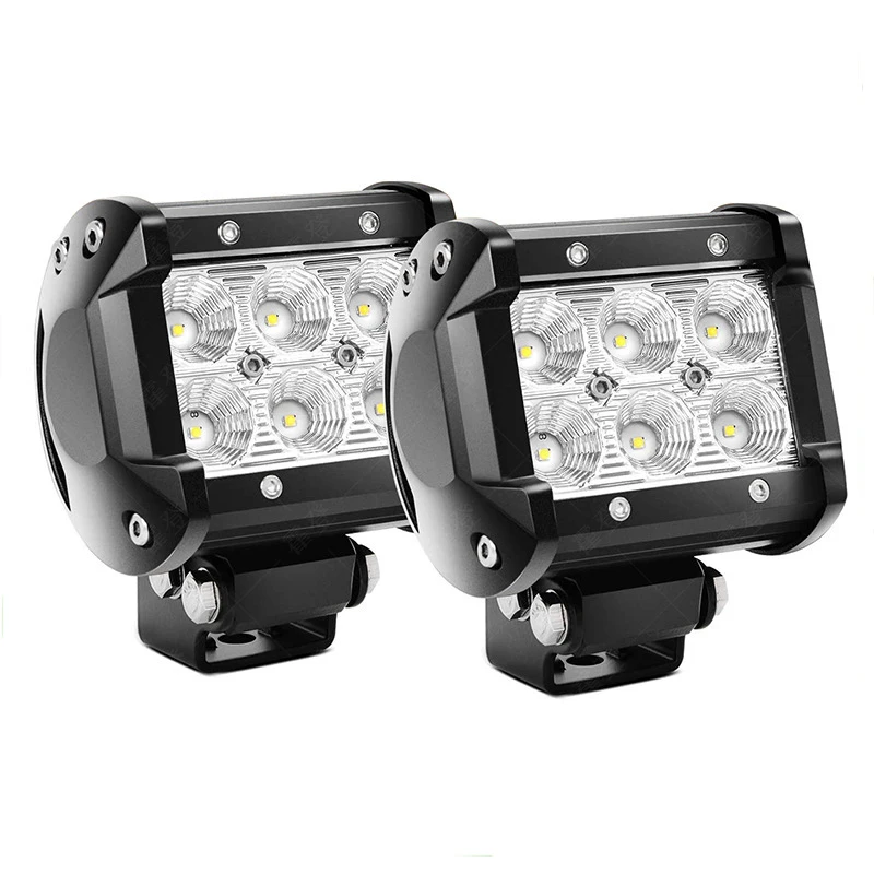 

18W LED Work Light Bar 2PCS, Super Bright 1260LM Flood Beam, IP67 Waterproof, Aluminum Alloy Heat Sink for Truck Motorcycle Boat